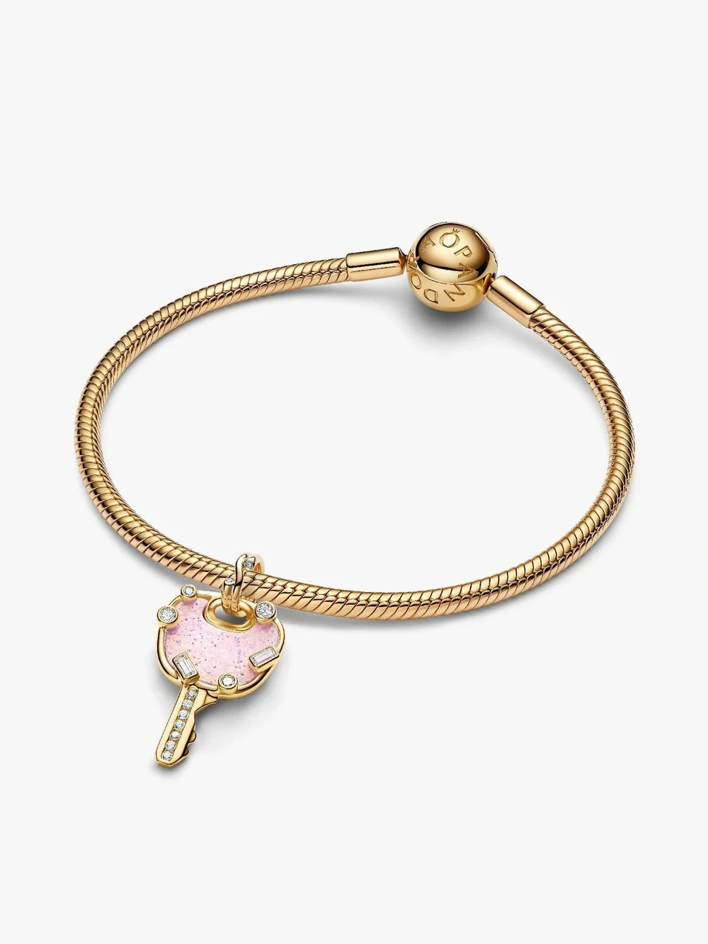 Pandora Opalescent Pink Love Key Large Dangle Charm